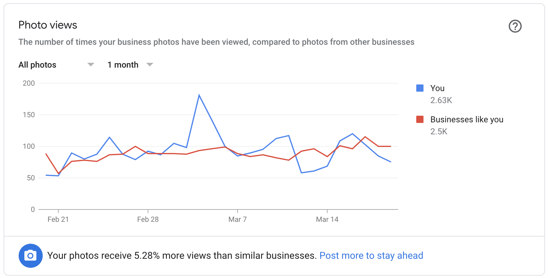 Screenshot of Google My Business Insights: Photo Views