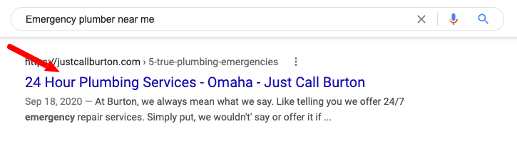 Example of emergency plumber near me search