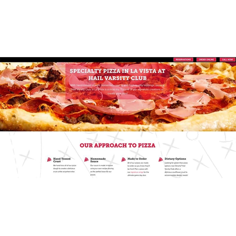 HVC Pizza menu page screenshot