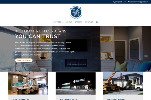 Electricians Inc. website screenshot