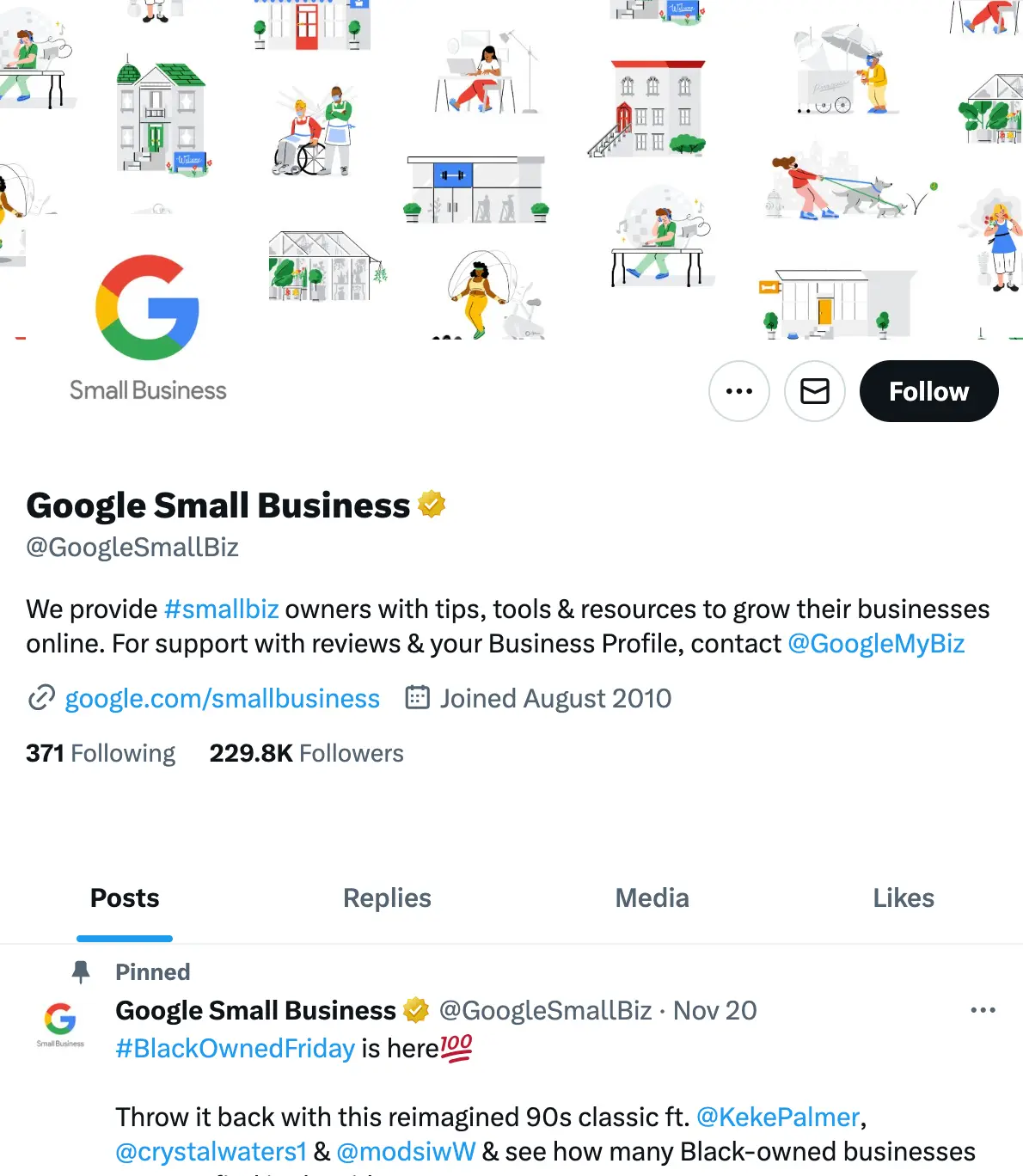 Screenshot of X account for Google Small Business